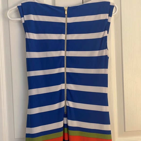 Tahari Arthur S. Levine Petite SZ 4P Blue/White Striped Sleeveless Dress - Picture 4 of 15
